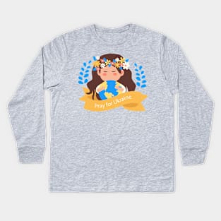 Pray For Ukraine Kids Long Sleeve T-Shirt